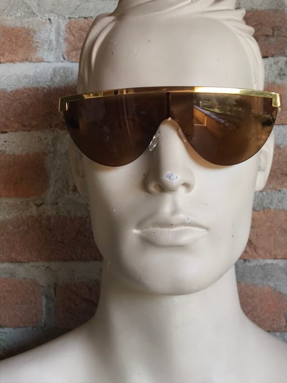 mask sunglasses with mirror lenses, vintage unise… - image 1