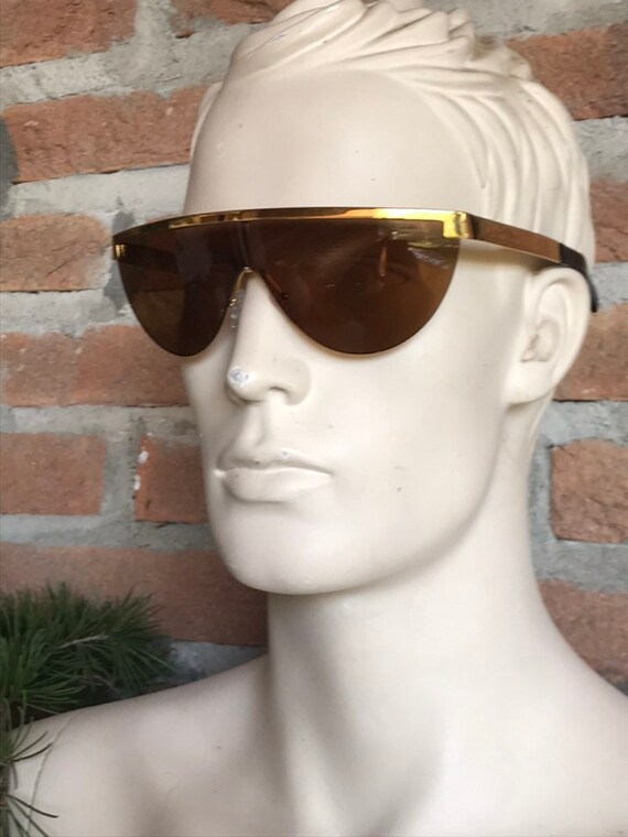 mask sunglasses with mirror lenses, vintage unise… - image 2