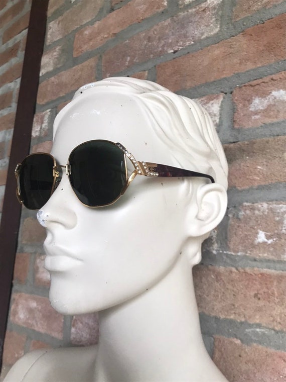 Christian Dior 90s Gold Swarovski Sunglasses, Austria Made, Crystal Embellished Designer Frame, Rare Vintage Dior