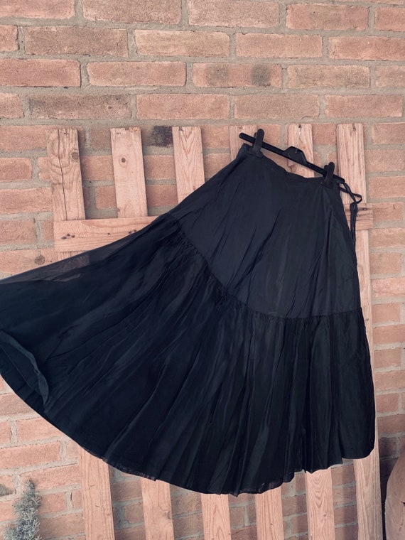 antique underskirt, black satin, long skirt, blac… - image 2