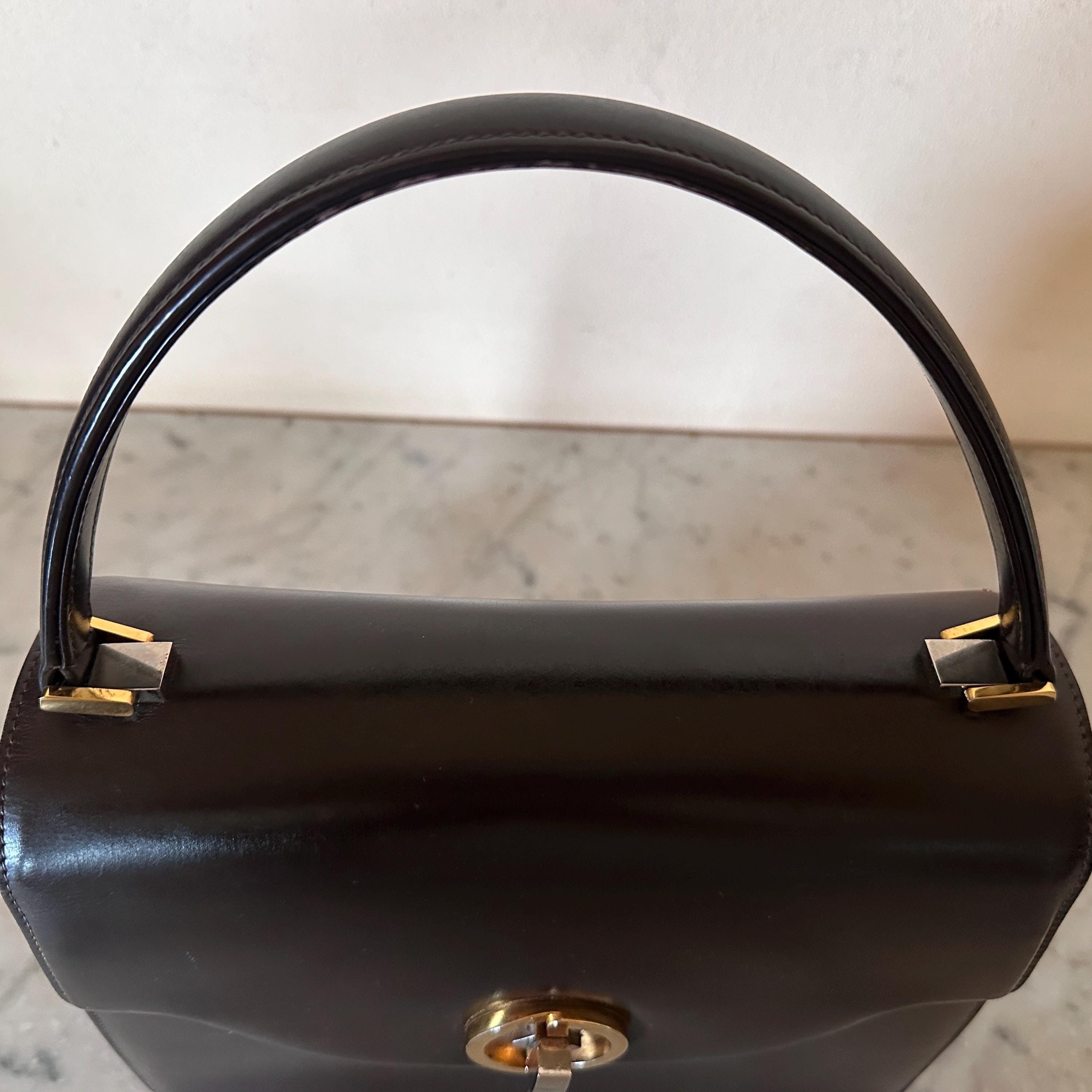 Gucci Vintage 1960s Dark Chocolate Calfskin Leather Flap Top