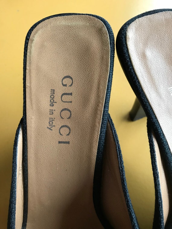 Gucci shoes, linen and leather, black, gucci mule… - image 4