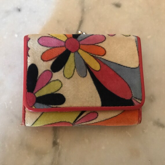 Pucci velvet wallet, floral pattern, hot pink, 60… - image 1