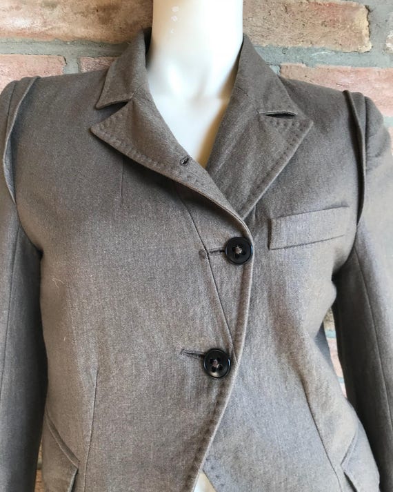 アンニョハセヨ様 archive double breasted tailore Ann Demeulemeester Vintage Wool Ramie Asymmetric Tailored Blazer