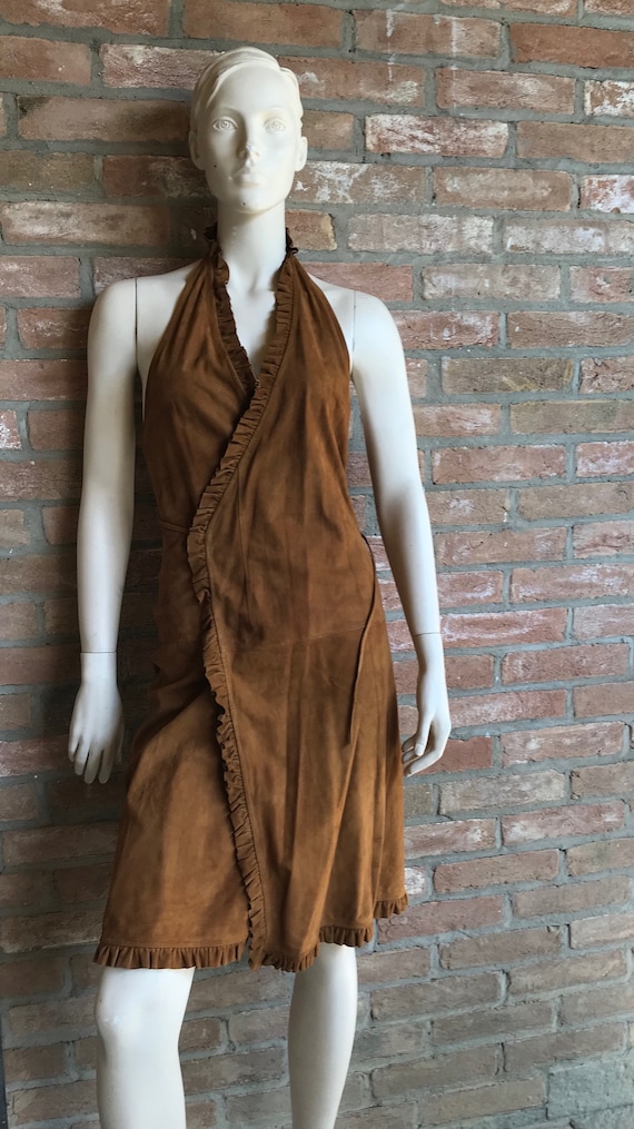 backless Celine leather dress, mint condition, 90… - image 2