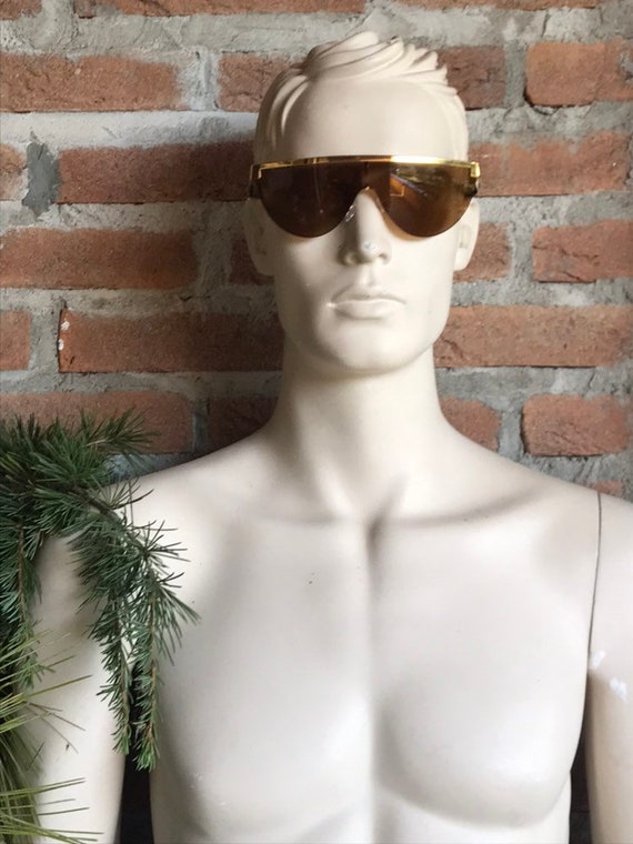 mask sunglasses with mirror lenses, vintage unise… - image 3