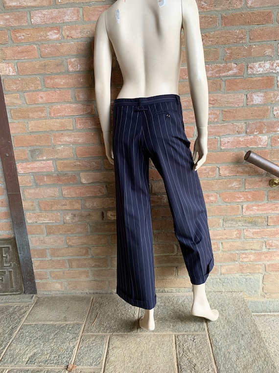 Jean Paul Gaultier Blue Women Pants, Classic Striped Gabardine 