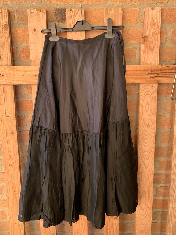 antique underskirt, black satin, long skirt, blac… - image 6