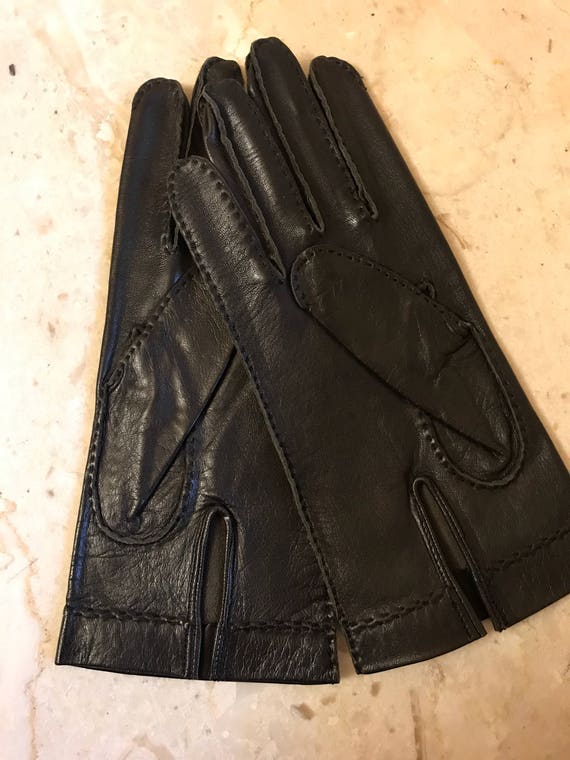 NOS  Size 8 black gloves, kid leather gloves, DEA… - image 6