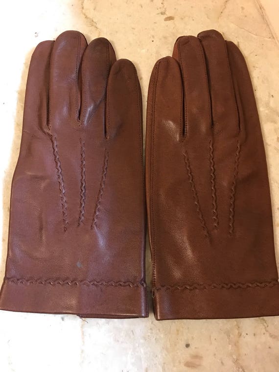 NOS Size 8 brown gloves, kid leather gloves, DEAD