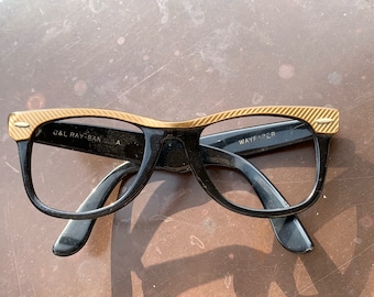 Ray-ban Wayfarer two-tone black and gold, vintage glasses, original Ray-ban wayfarer, american, used