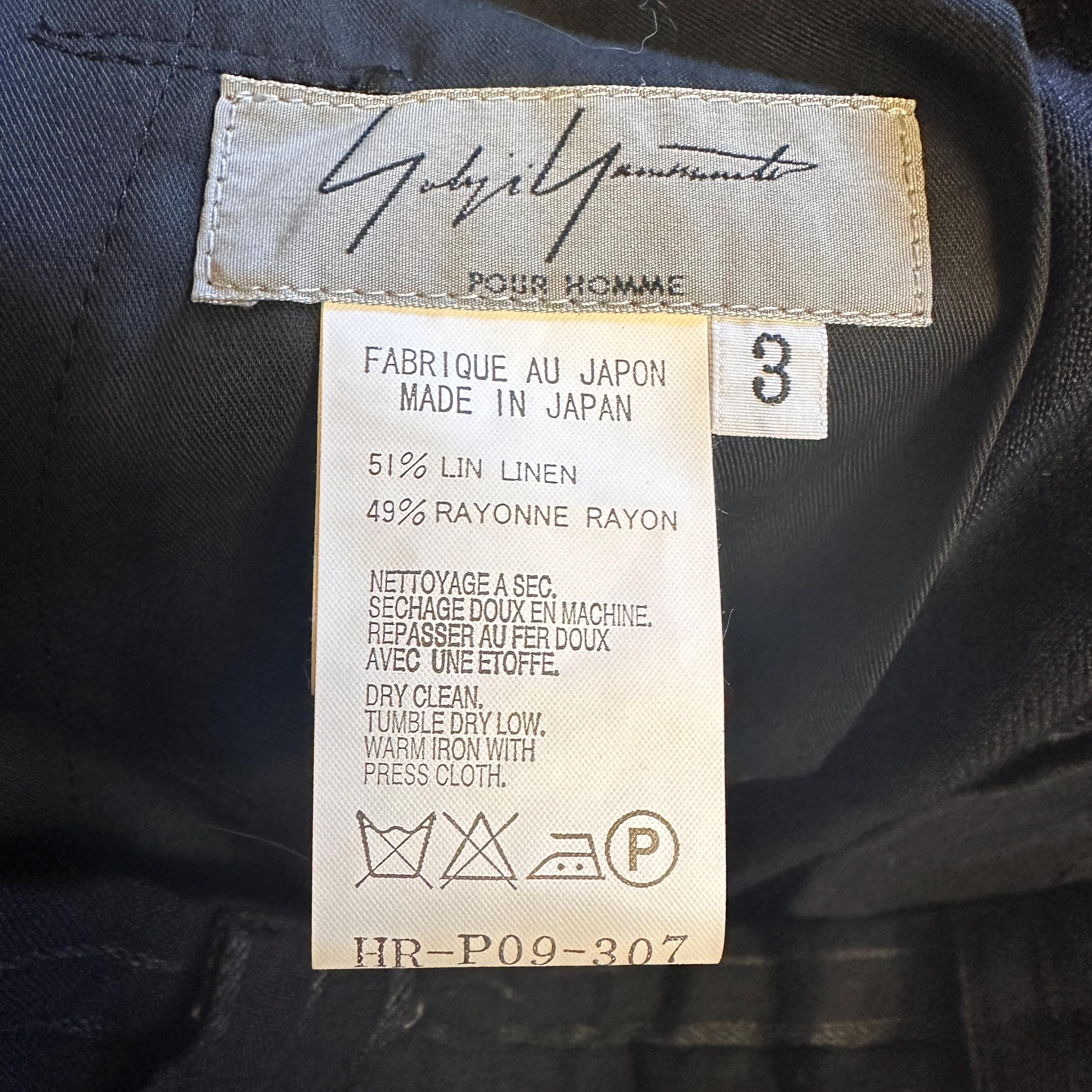 Yohji Yamamoto Pour Homme Vintage Linen Rayon Black Pinstripe