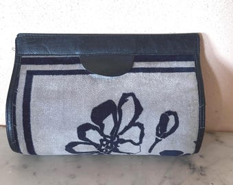 Emilio Pucci Velvet Pouch, 1960s Italian Case, Gray and Blue