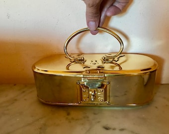 evening bag, Roberta di Camerino, gold metal, vintage 1960