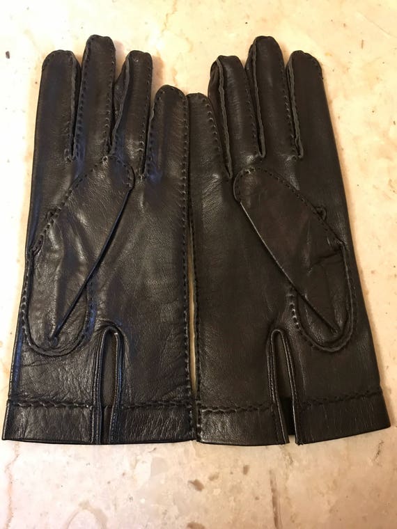 NOS  Size 8 black gloves, kid leather gloves, DEA… - image 5