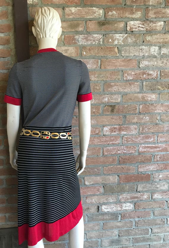 60's Lanvin classical polo dress, striped, black … - image 2