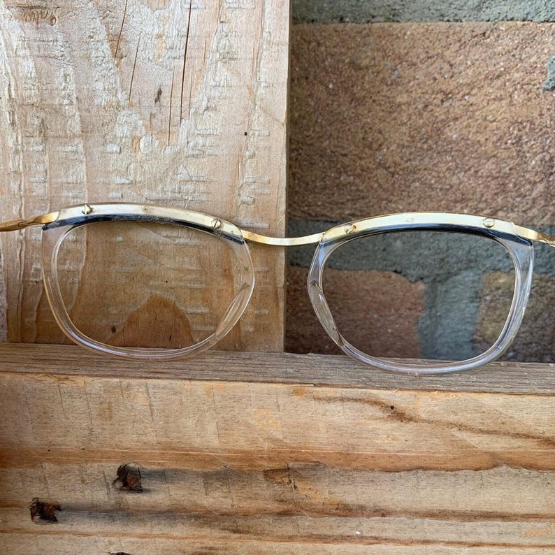 Amor Paris Vintage Eyeglasses NOS 50s Cat Eye Clear Frames Brown Brow Cat Eye Specs Marilyn Style Deadstock New Old Stock With Tag image 6