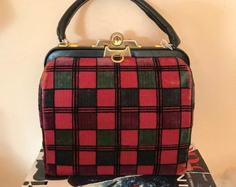 Roberta di Camerino velvet bag, 1960s vintage handbag, geometric pattern purse, Italian designer bag, collectible retro accessory