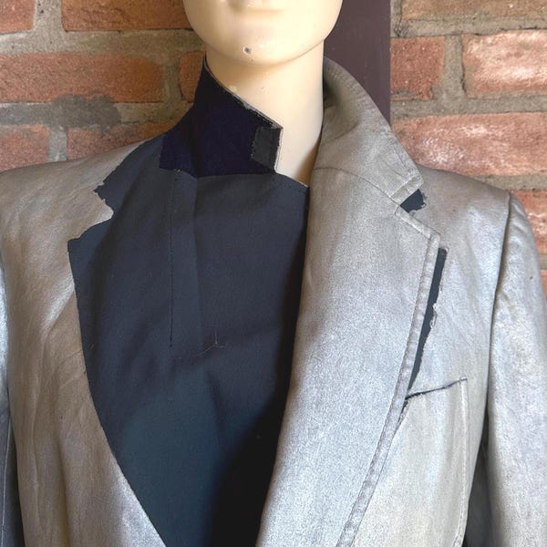 Maison Martin Margiela Artisanal Line 0 Silver Painted Blazer Unisex Pre Loved Excellent AW1999 France