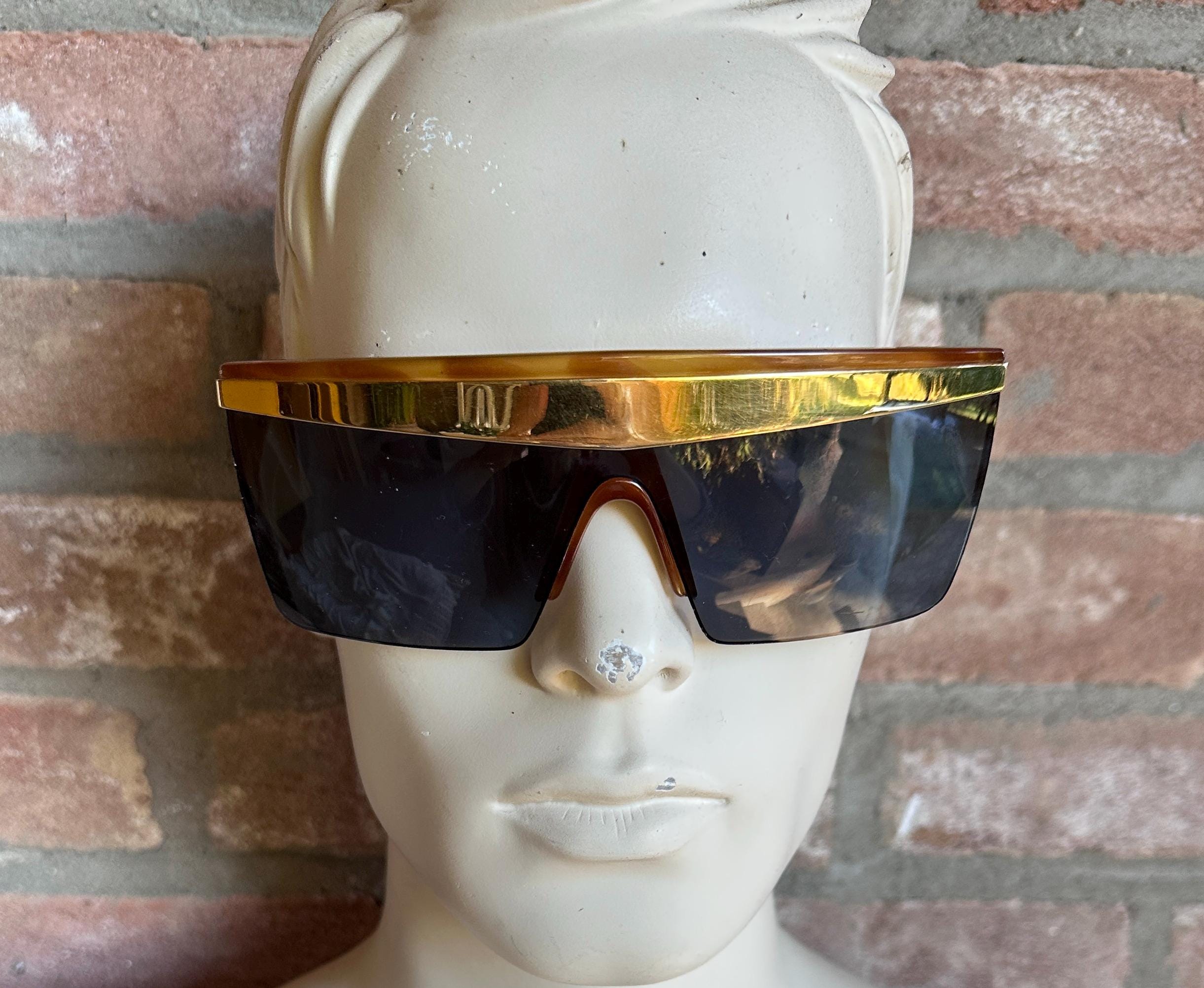 Gianni Versace Update Vintage Sunglasses, Shield Mirror Lenses
