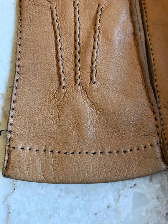 NOS Size 7 3/4 tan leather gloves, kid leather gl… - image 7