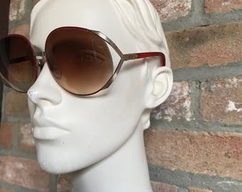 Oversize  woman sunglasses, Christian Dior Vintage 70's, pre-loved in prestine condition, gilded metal