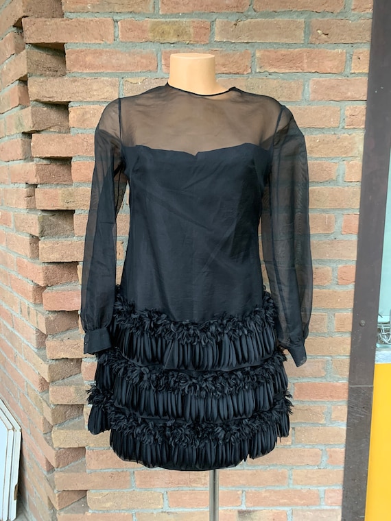 Woman Night gown, vintage 70's woman gown, black s