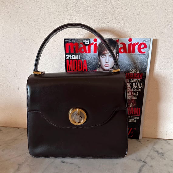 Gucci Vintage 1960s Dark Chocolate Calfskin Leather Flap Top