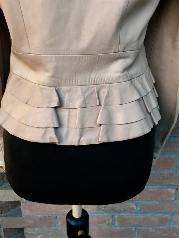 leather jacket, Valentino couture, cream leather vint… - Gem