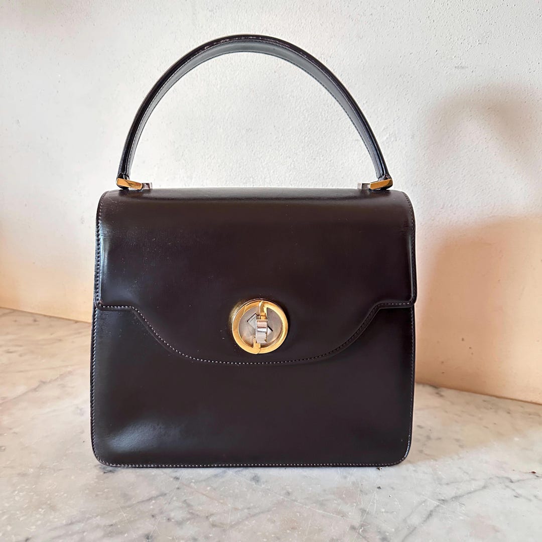 Gucci Vintage 1960s Dark Chocolate Calfskin Leather Flap Top