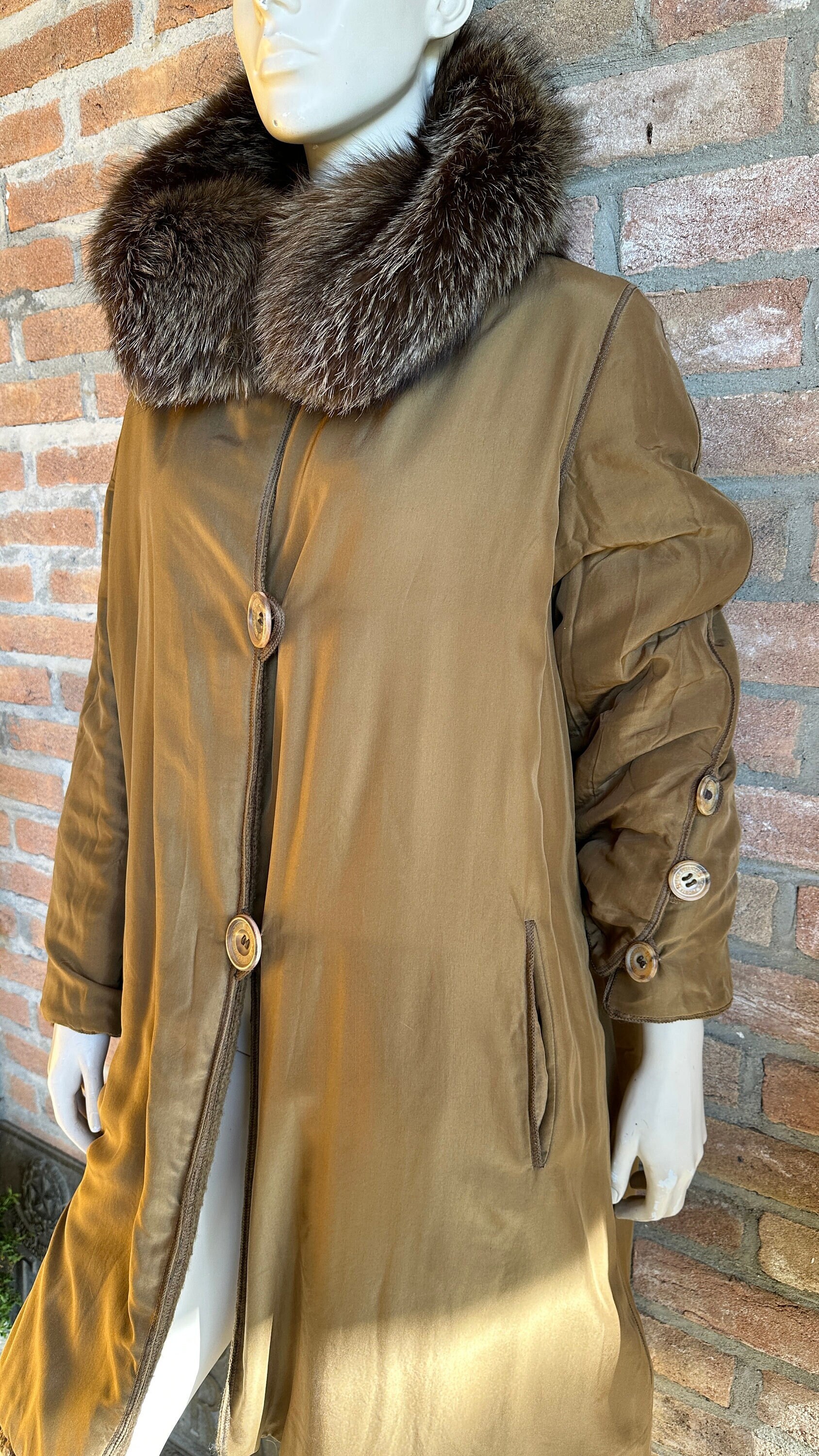 ジャケット・アウター vintage FENDI wool silk long coat Medium Fendi 1980s Leather Trench Coat 80s VTG Designer