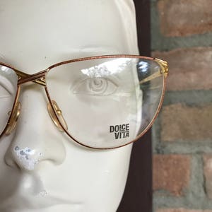 Casanova Dolce Vita Venezia, armação de óculos borboleta de grandes dimensões, banhado a ouro 24k, vintage real, fundo de estoque