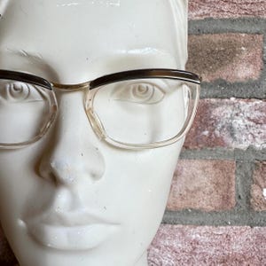 Amor Paris Vintage Eyeglasses NOS 50s Cat Eye Clear Frames Brown Brow Cat Eye Specs Marilyn Style Deadstock New Old Stock With Tag image 3