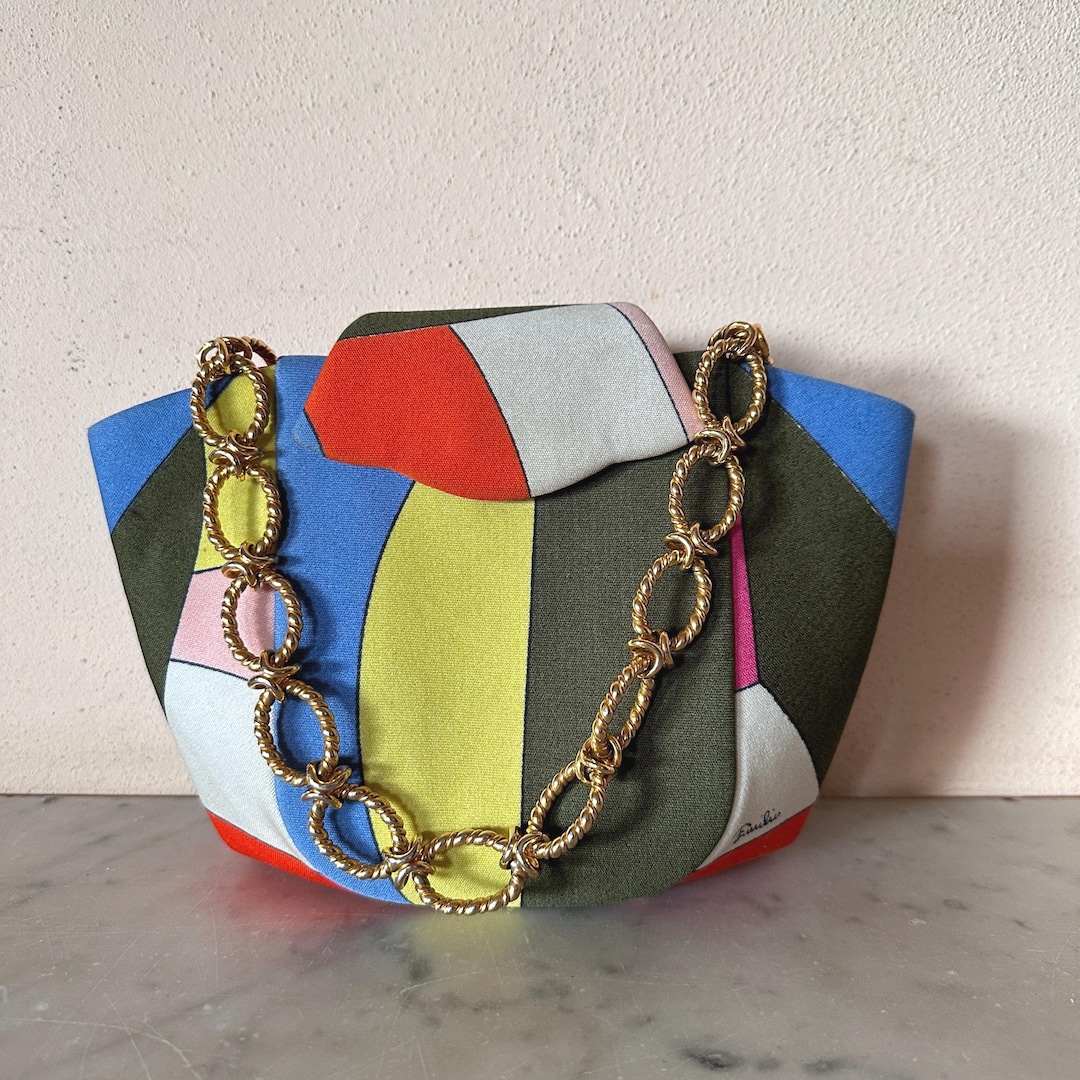 EMILIO PUCCI カゴBAG PUCCI Puccinella Straw & Twill Bag Emilio Pucci