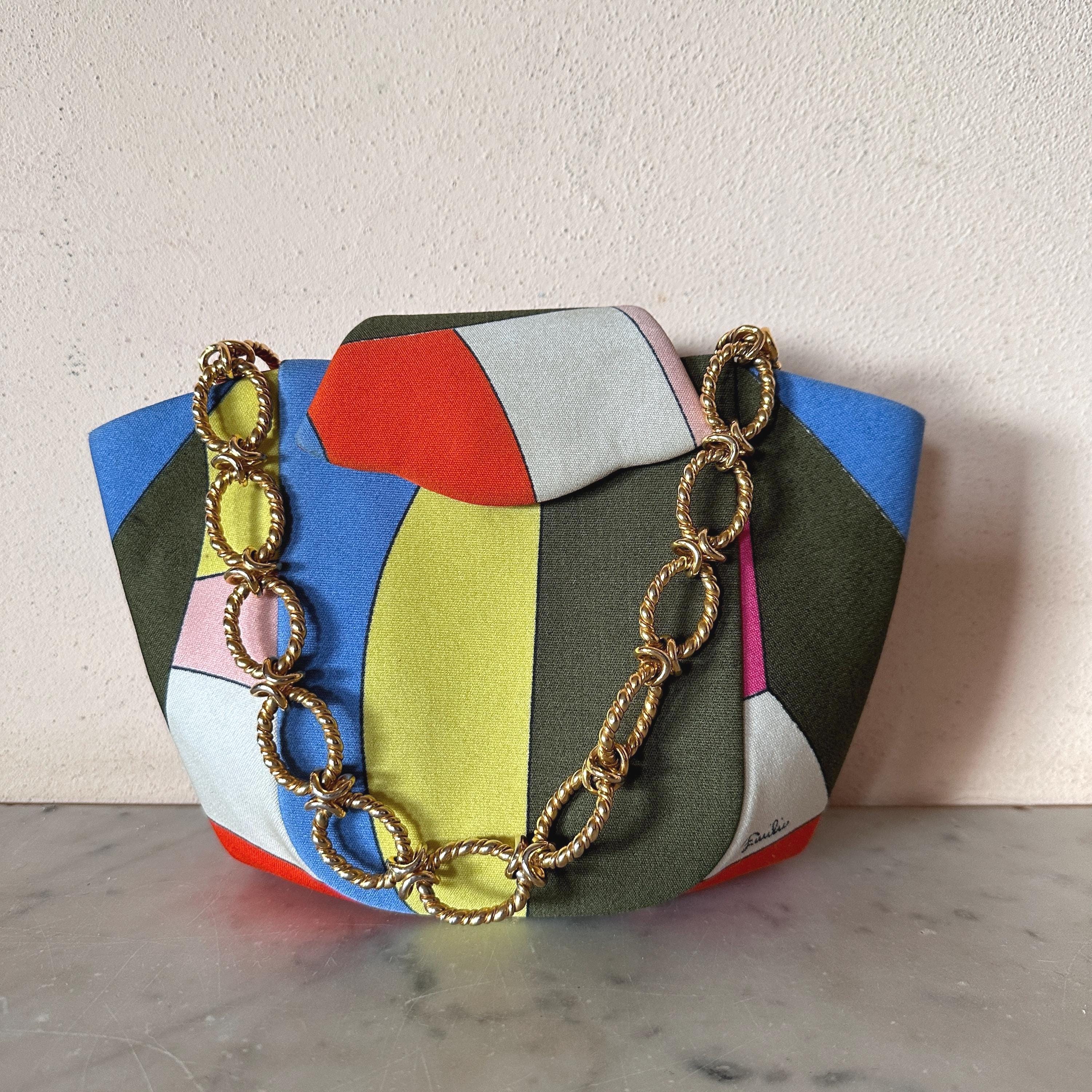 EMILIO PUCCI  ヴィンテージベロア素材ショルダーバッグ  ポーチ Vintage 70s Emilio Pucci by Jana small clutch envelope velvet bag