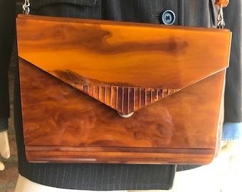 Gianni Versace bag, vintage bakelite style purse, 80s rare clutch, structured shoulder bag, NOS, mint. condition, rare find