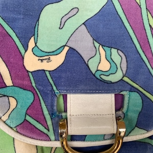 Emilio Pucci vintage shoulder bag, bright colors, white leather, summer bag