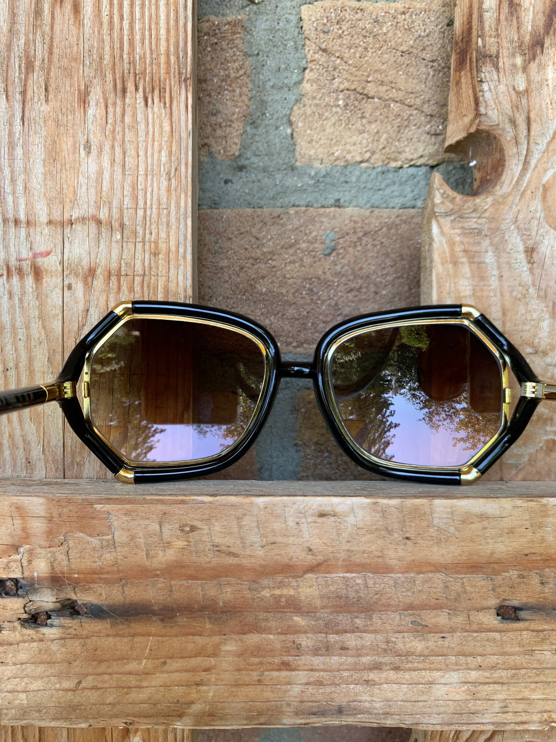 Vintage Ted Lapidus Sunglasses mod. TL 218 BM Rhinestone Black Oval Gold Jewel 1970s Ted Lapidus Paris Ivory and Gold Hardware Over-sized  main image 4