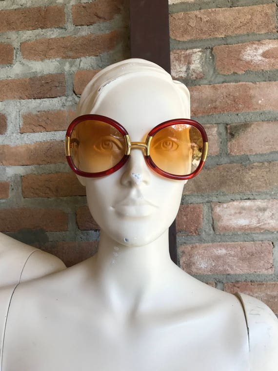 Ted Lapidus sunglasses, deep red , oversize vinta