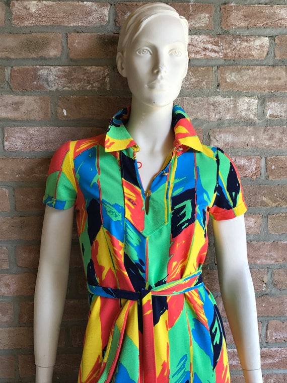 1960 Ken Scott dress,color block, Size S/M vtg 10