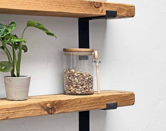 Rustic Shelves Handcrafted Using Solid Wood & Industrial Metal Shelf Brackets | 15cm Depth x 5cm Thickness | Ben Simpson Furniture