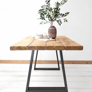 Kitchen Table Handcrafted Using Rustic Solid Wood | Trapezium | Ben Simpson Furniture
