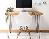 Hairpin Desk Dining Table Handcrafted Using Rustic Solid Wood 76cm Height Ben Simpson Furniture