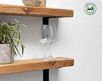 Rustic Shelves Handcrafted With Industrial Metal Shelf Brackets Using Solid Wood | 15cm Depth x 5cm Thickness | Ben Simpson Furniture