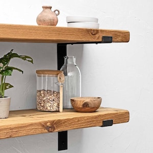 Rustic Shelves Handcrafted Using Solid Wood & Industrial Metal Shelf Brackets | 30cm Depth x 5cm Thickness | Ben Simpson Furniture