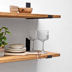 Rustic Wood Bathroom Shelf: Handcrafted Solid Timber, Metal Brackets