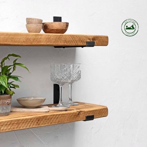 Rustic Shelves Handcrafted | Solid Wood & Inverted Metal Shelf Brackets | 22cm Depth x 5cm Thickness | Ben Simpson Furniture