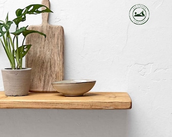 Wooden Rustic Floating Shelves Handcrafted Using Sustainable Solid Wood | 22cm Depth x 2.5cm Thickness | Ben Simpson Furniture