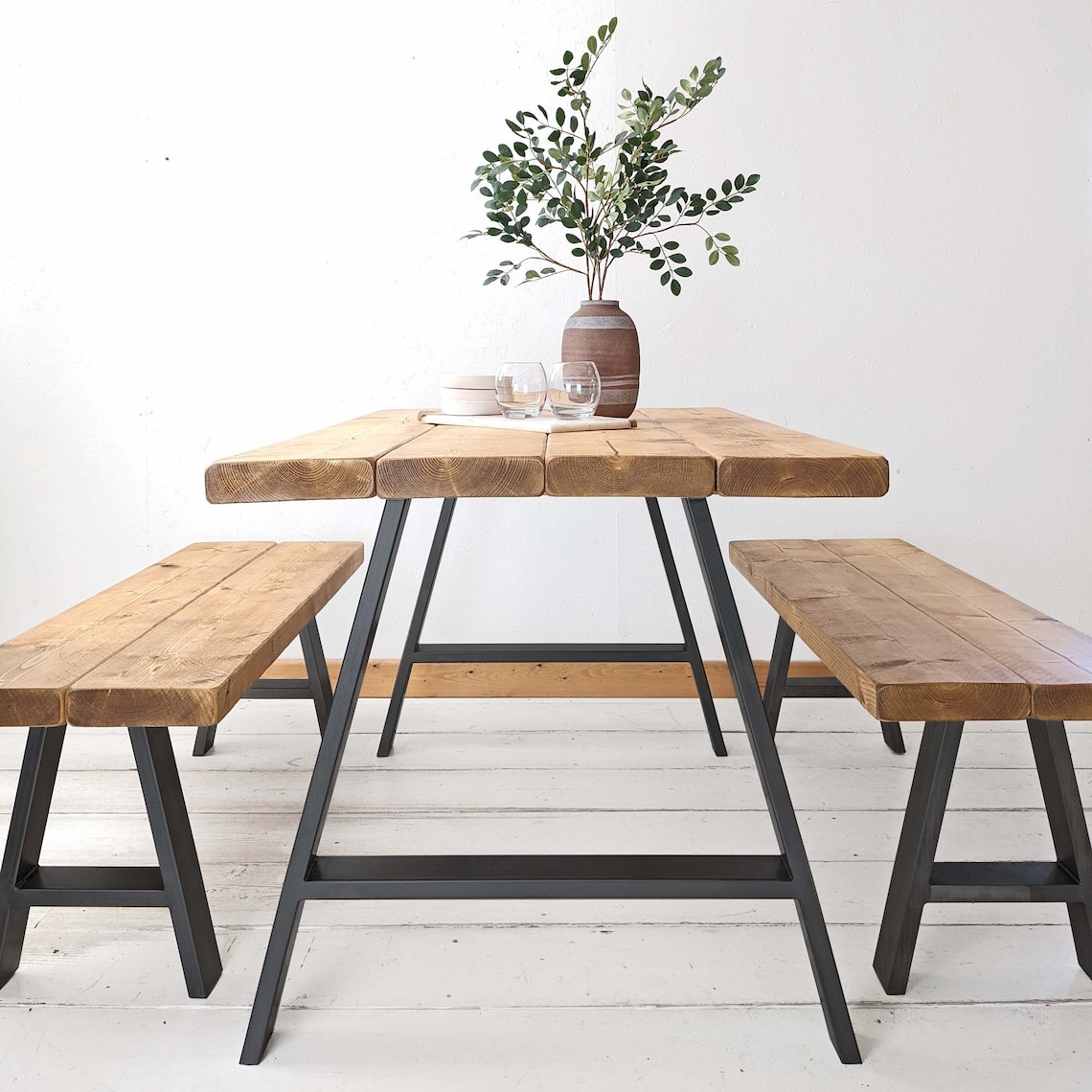 Kitchen Table Handcrafted Using Rustic Solid Wood A-frame - Etsy UK