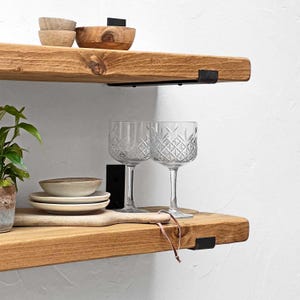 Rustic Shelves Handcrafted | Solid Wood & Inverted Metal Shelf Brackets | 30cm Depth x 5cm Thickness | Ben Simpson Furniture